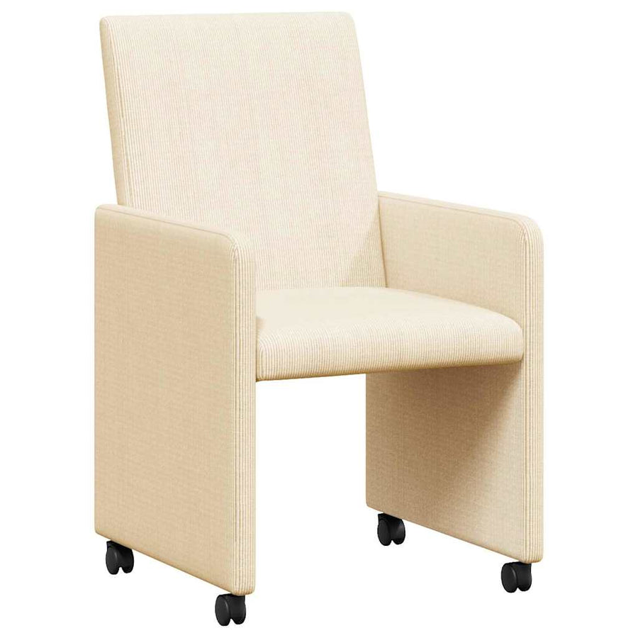 Eetstoelen met wielen 2 pcs Crème 57 x 66 x 94 cm Katoenen stof
