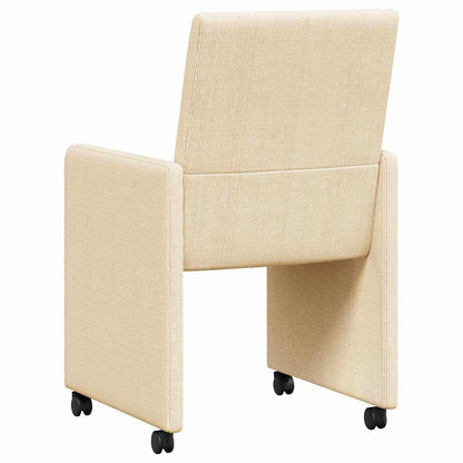 Eetstoelen met wielen 2 pcs Crème 57 x 66 x 94 cm Katoenen stof