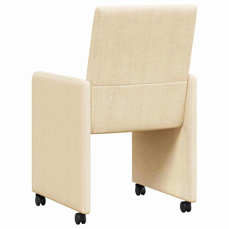 Eetstoelen met wielen 2 pcs Crème 57 x 66 x 94 cm Katoenen stof