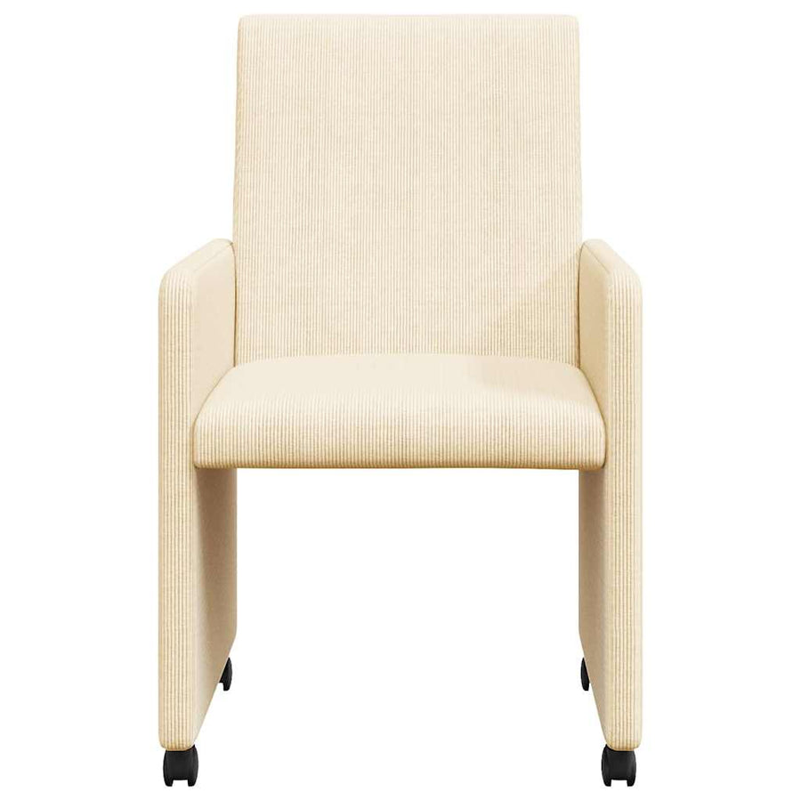 Eetstoelen met wielen 2 pcs Crème 57 x 66 x 94 cm Katoenen stof