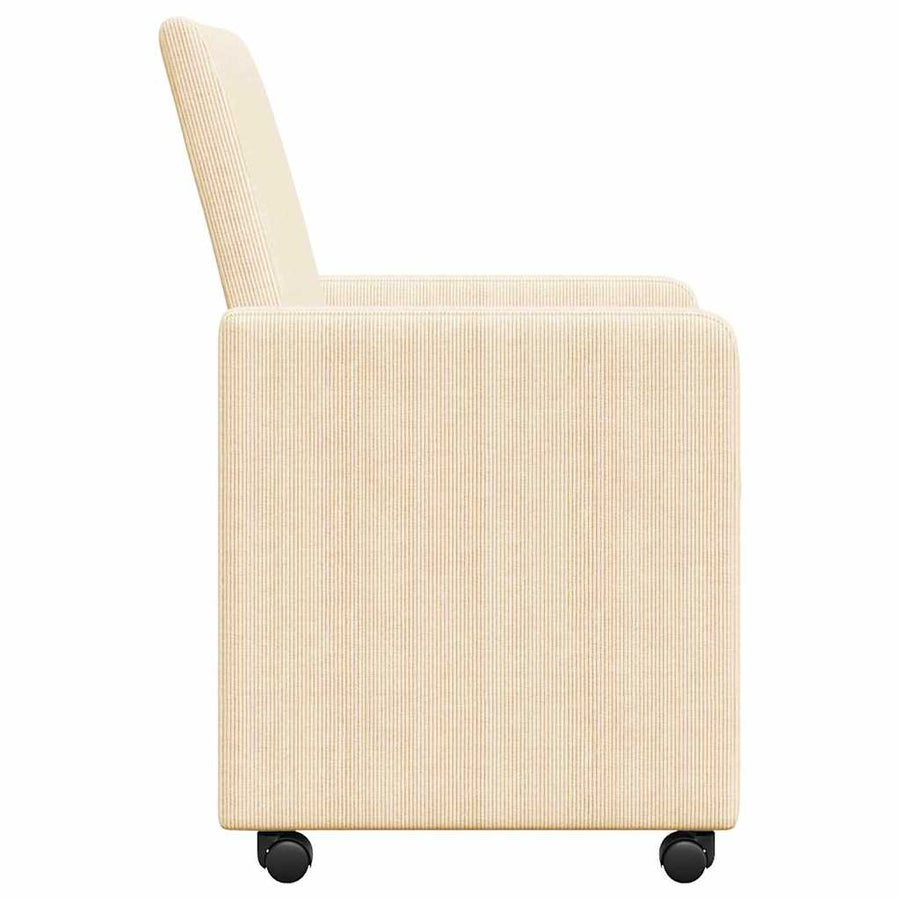 Eetstoelen met wielen 2 pcs Crème 57 x 66 x 94 cm Katoenen stof