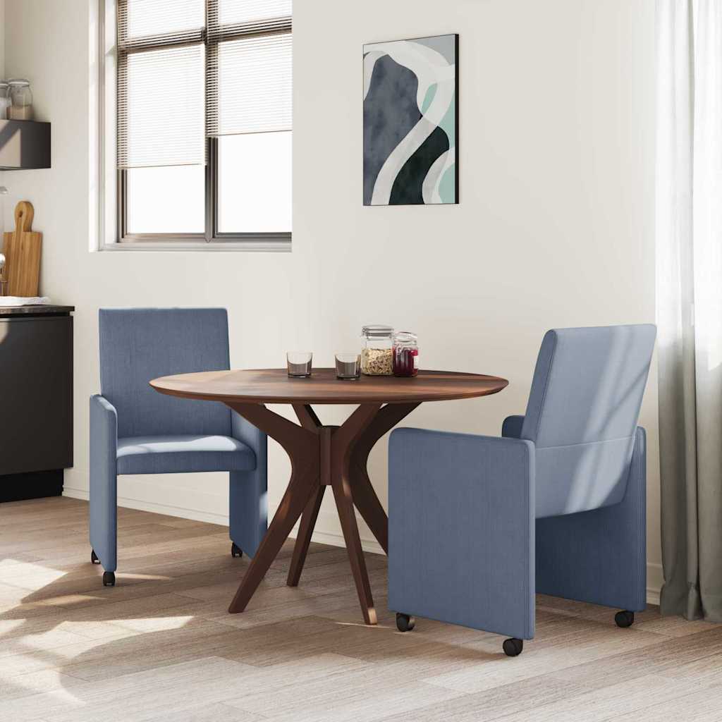 Eetstoelen met wielen 2 pcs Blauw 57 x 66 x 94 cm Katoenen stof