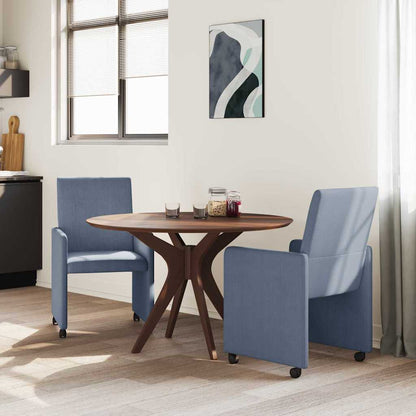 Eetstoelen met wielen 2 pcs Blauw 57 x 66 x 94 cm Katoenen stof