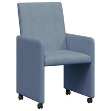 Eetstoelen met wielen 2 pcs Blauw 57 x 66 x 94 cm Katoenen stof