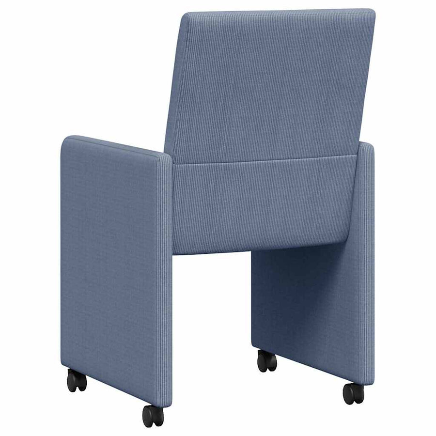 Eetstoelen met wielen 2 pcs Blauw 57 x 66 x 94 cm Katoenen stof