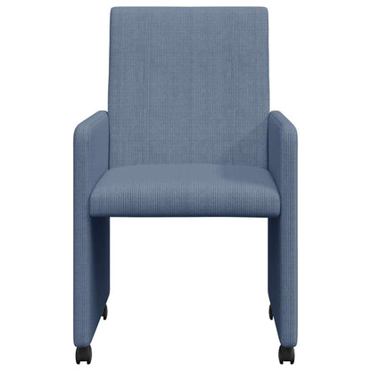 Eetstoelen met wielen 2 pcs Blauw 57 x 66 x 94 cm Katoenen stof