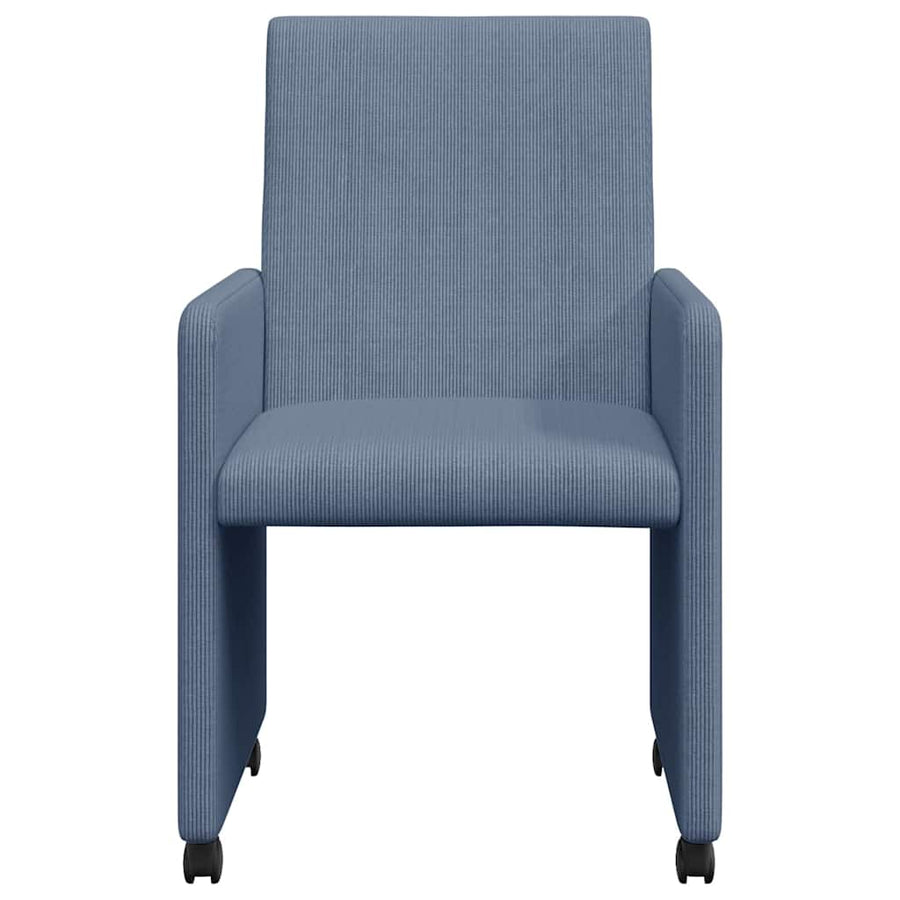 Eetstoelen met wielen 2 pcs Blauw 57 x 66 x 94 cm Katoenen stof