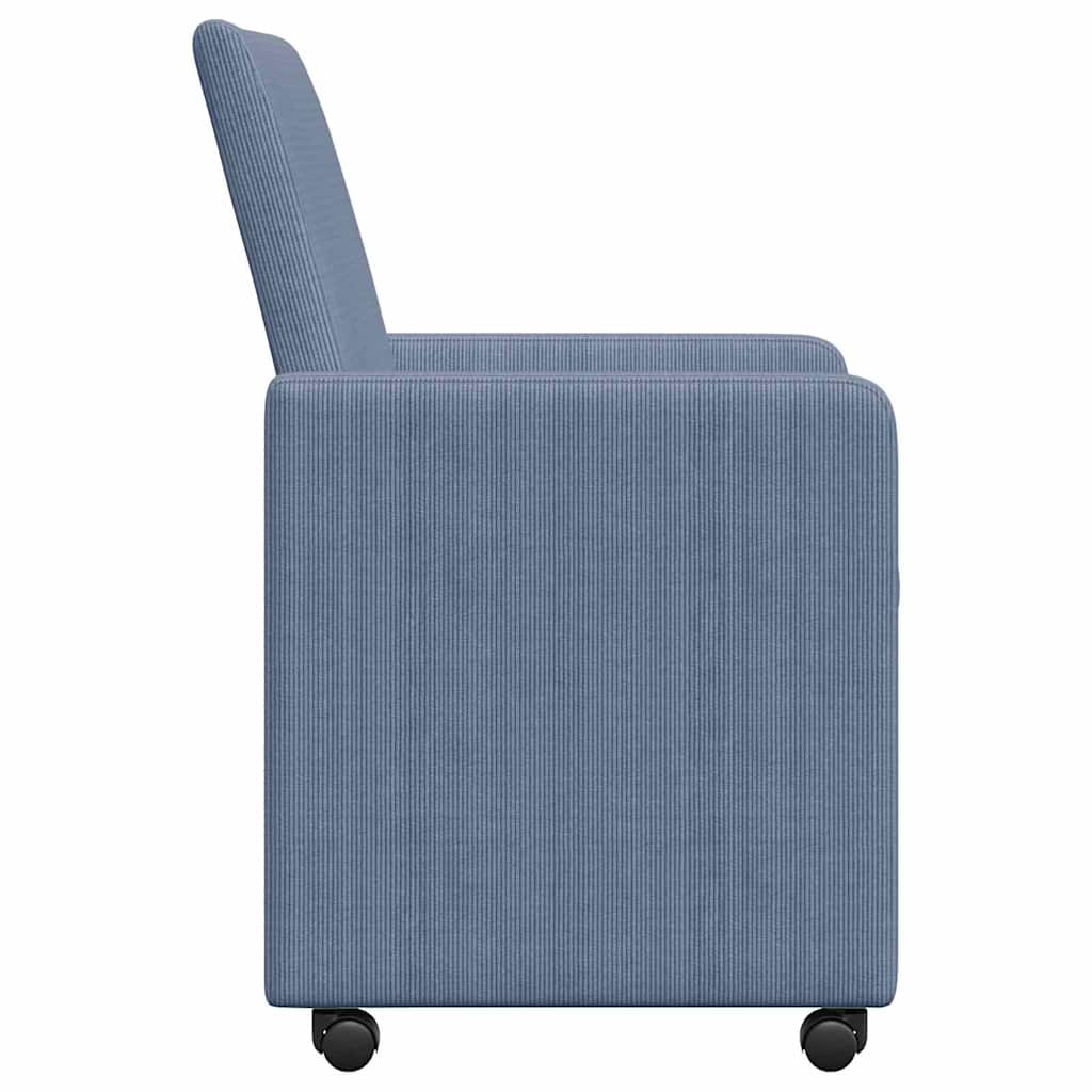 Eetstoelen met wielen 2 pcs Blauw 57 x 66 x 94 cm Katoenen stof