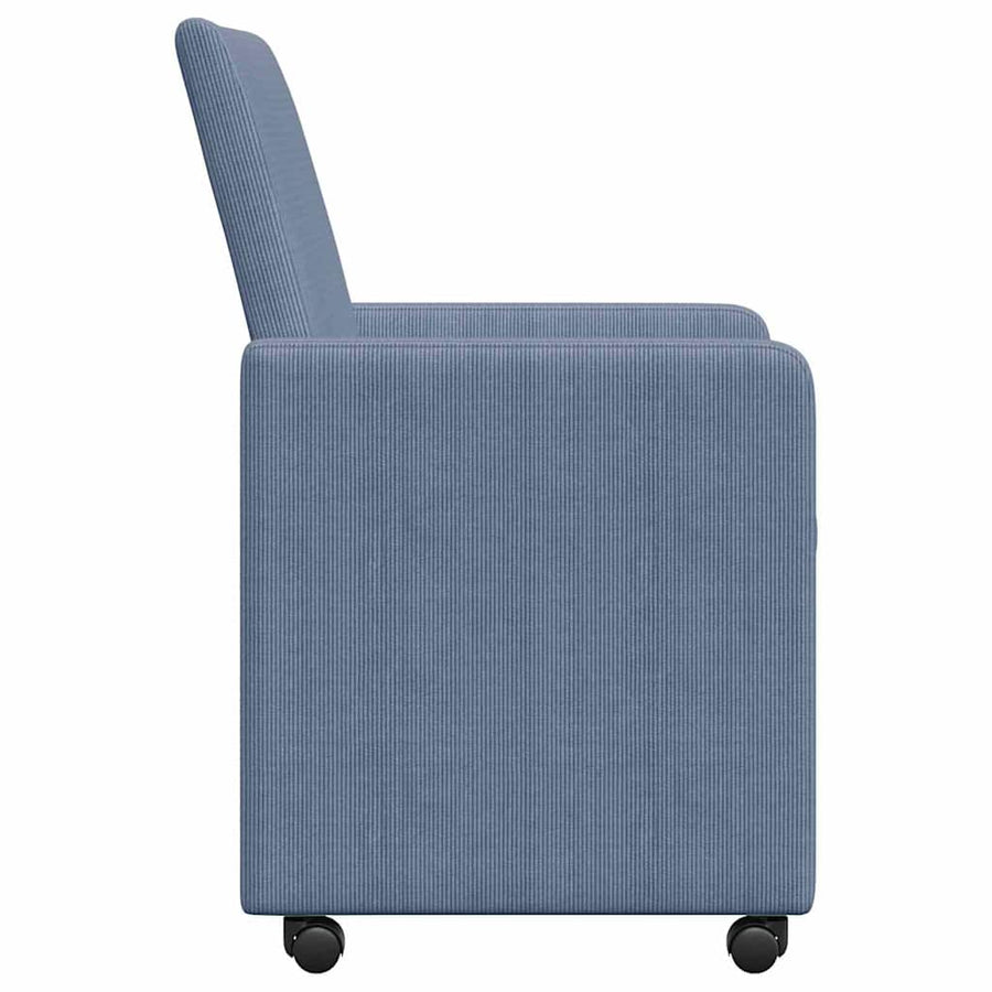 Eetstoelen met wielen 2 pcs Blauw 57 x 66 x 94 cm Katoenen stof
