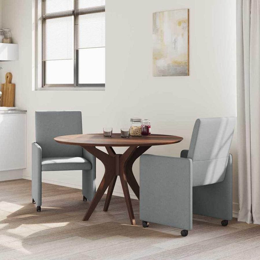 Eetstoelen met wielen 2 pcs Lichtgrijs 57 x 66 x 94 cm Stof