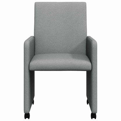 Eetstoelen met wielen 2 pcs Lichtgrijs 57 x 66 x 94 cm Stof