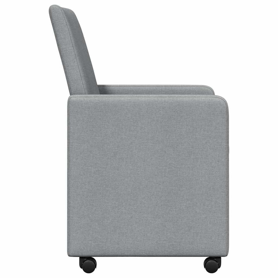 Eetstoelen met wielen 2 pcs Lichtgrijs 57 x 66 x 94 cm Stof