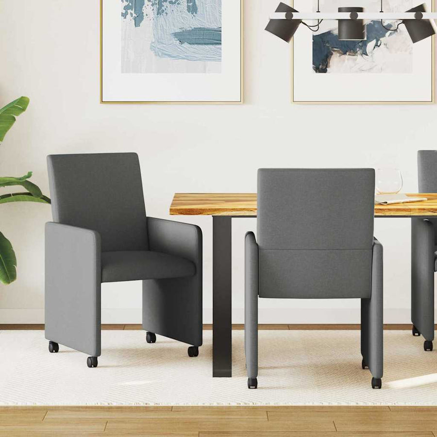 Dining Stoelen met Wielen 2 pcs Donkergrijs 57 x 66 x 94 cm