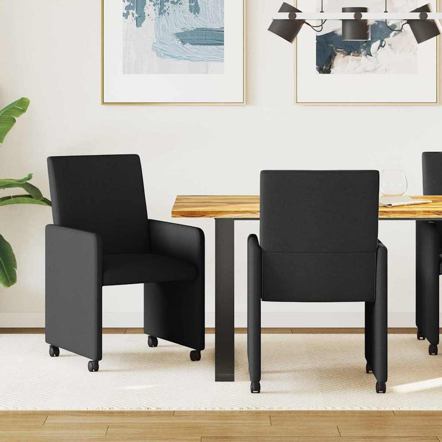 Dining Stoelen met Wielen 2 pcs Zwart 57 x 66 x 94 cm Stof