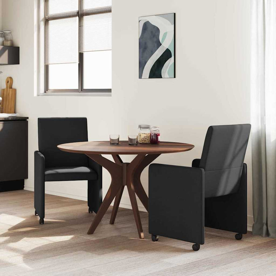 Dining Stoelen met Wielen 2 pcs Zwart 57 x 66 x 94 cm Stof