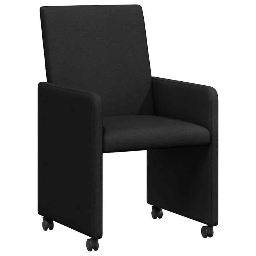 Dining Stoelen met Wielen 2 pcs Zwart 57 x 66 x 94 cm Stof