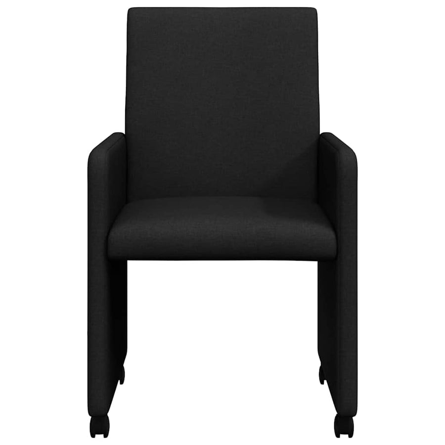 Dining Stoelen met Wielen 2 pcs Zwart 57 x 66 x 94 cm Stof