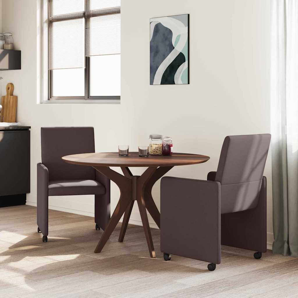 Dining Stoelen met Wielen 2 pcs Donkerbruin 57 x 66 x 94 cm