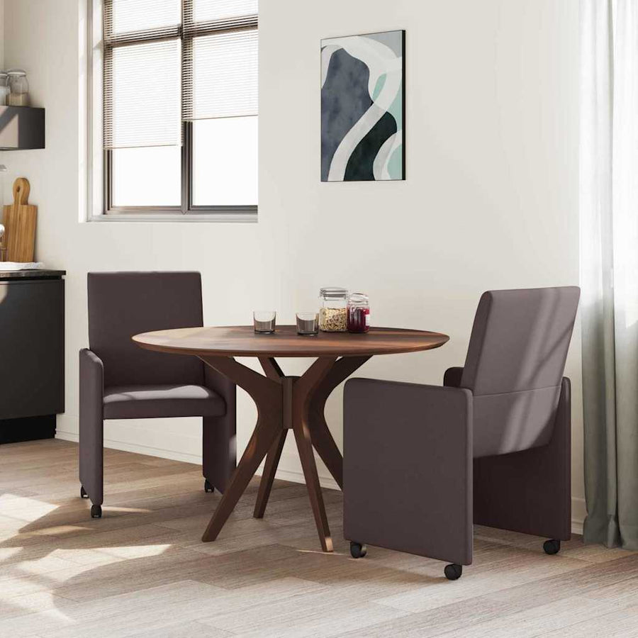 Dining Stoelen met Wielen 2 pcs Donkerbruin 57 x 66 x 94 cm