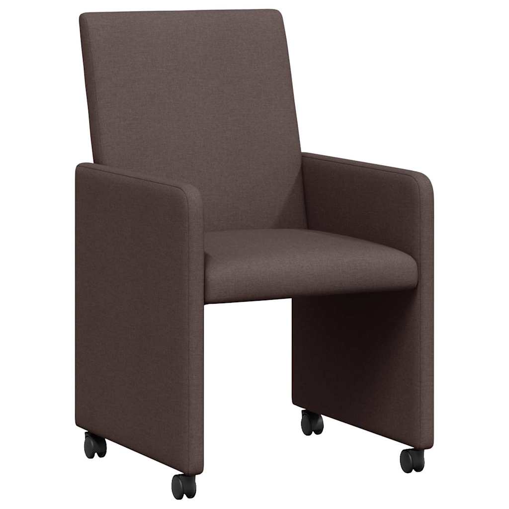 Dining Stoelen met Wielen 2 pcs Donkerbruin 57 x 66 x 94 cm