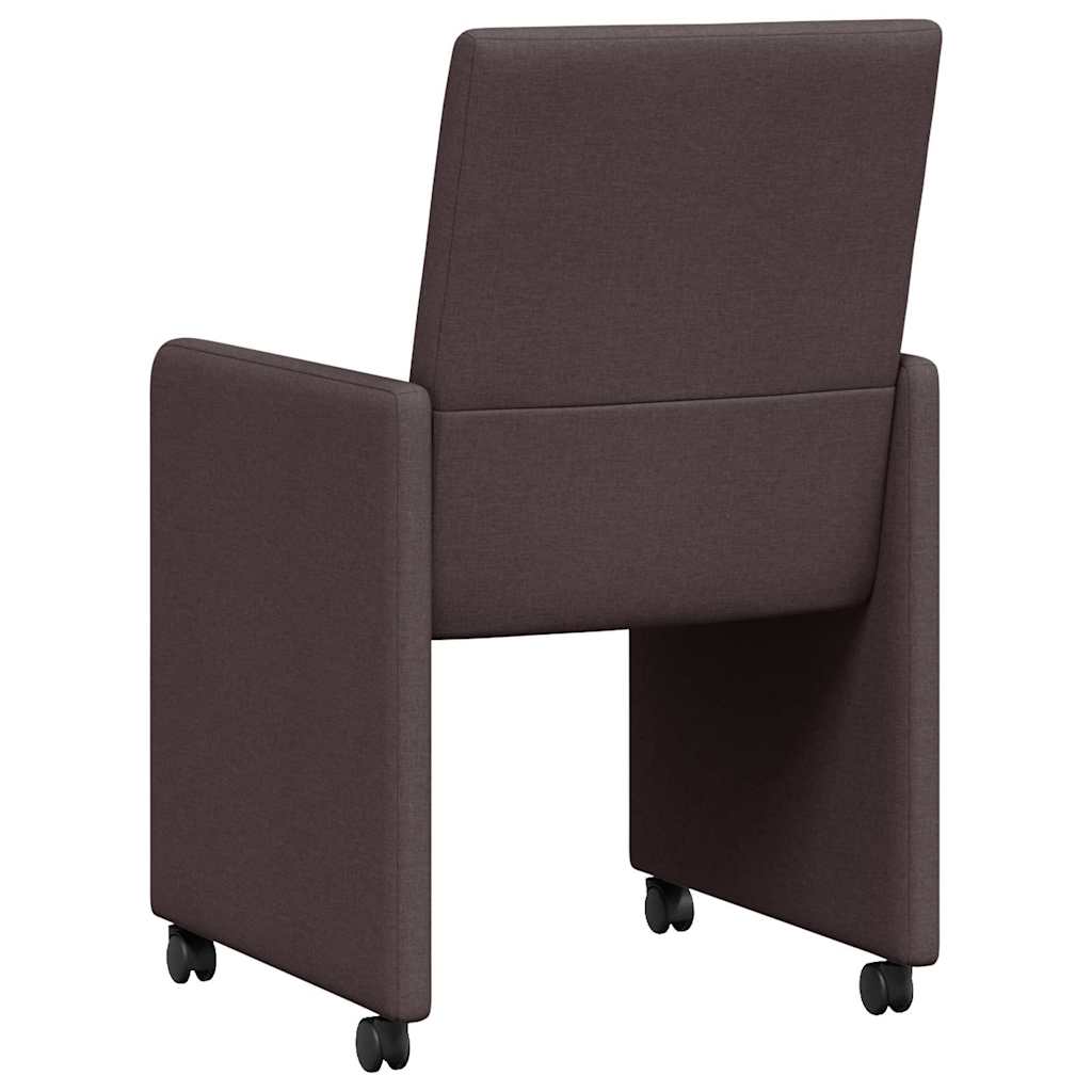Dining Stoelen met Wielen 2 pcs Donkerbruin 57 x 66 x 94 cm