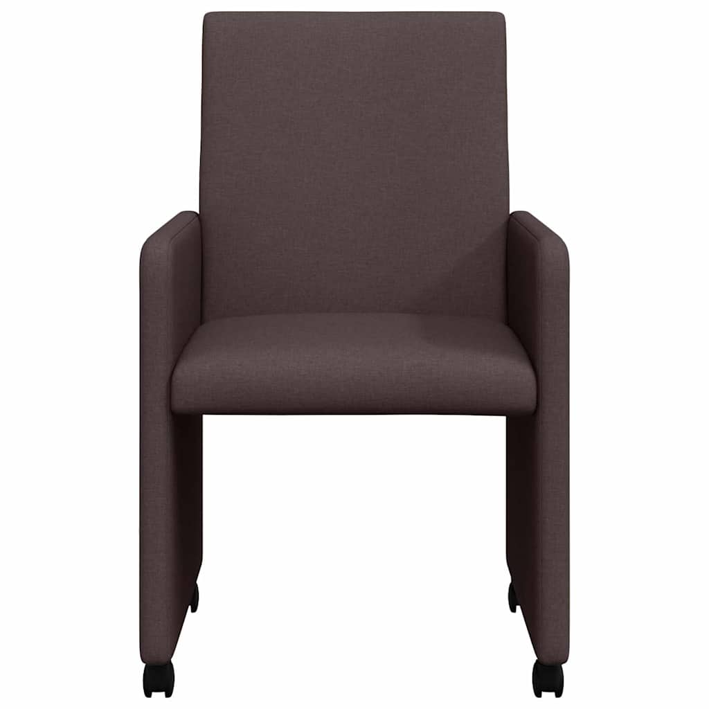 Dining Stoelen met Wielen 2 pcs Donkerbruin 57 x 66 x 94 cm
