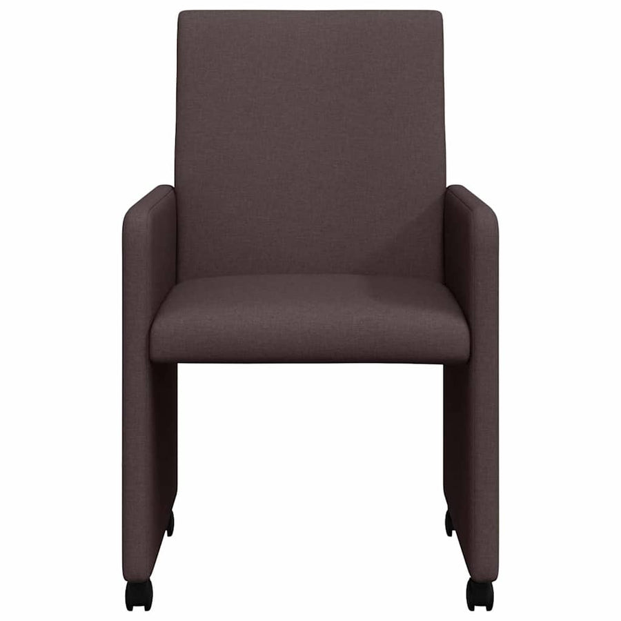 Dining Stoelen met Wielen 2 pcs Donkerbruin 57 x 66 x 94 cm
