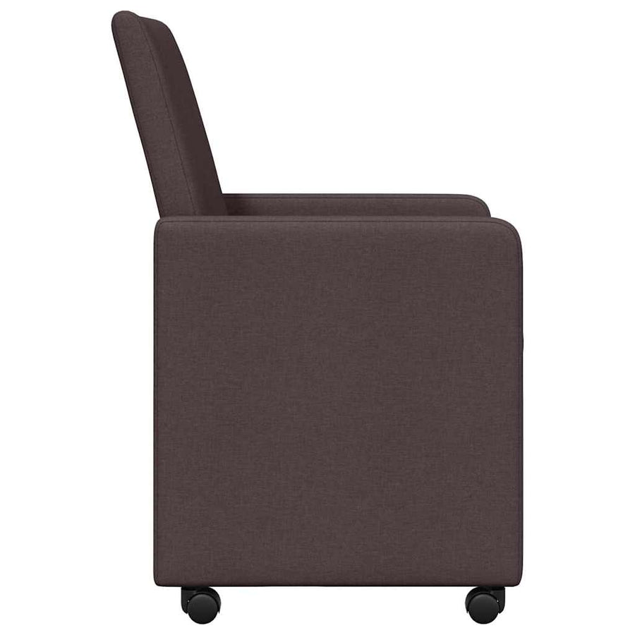 Dining Stoelen met Wielen 2 pcs Donkerbruin 57 x 66 x 94 cm