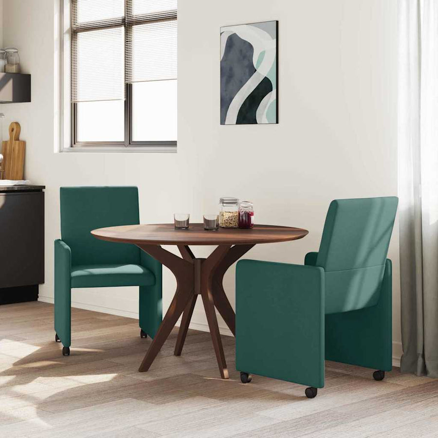 Dining Stoelen met Wielen 2 pcs Donkergroen 57 x 66 x 94 cm