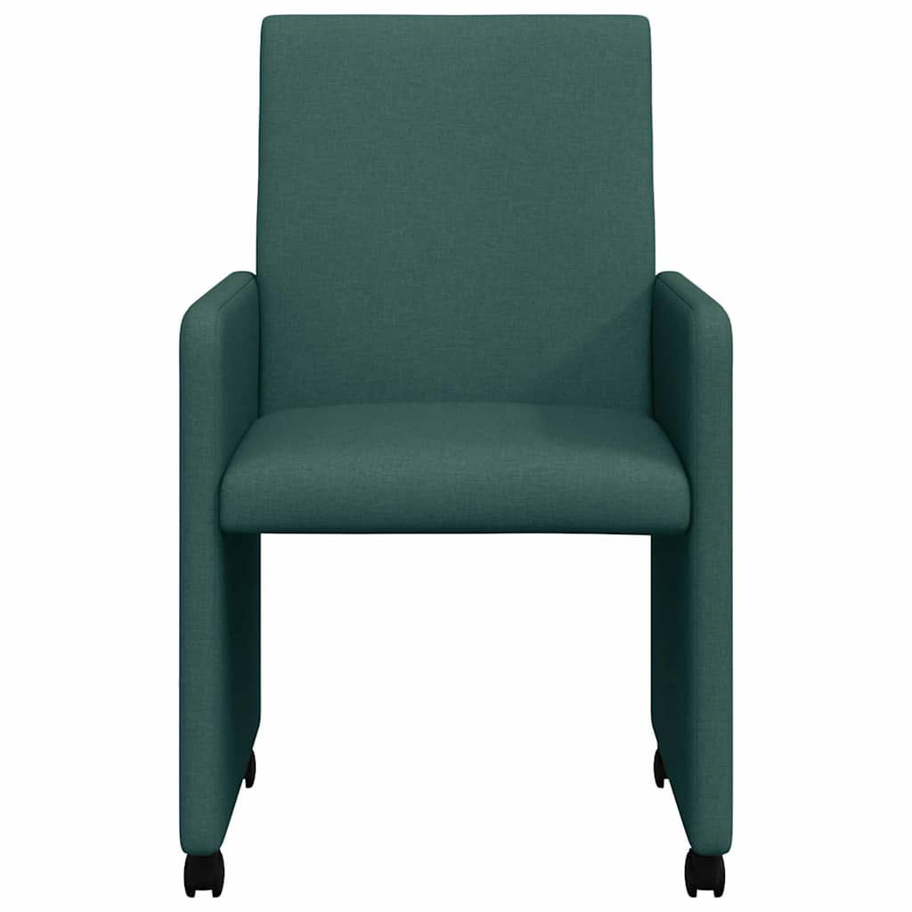 Dining Stoelen met Wielen 2 pcs Donkergroen 57 x 66 x 94 cm