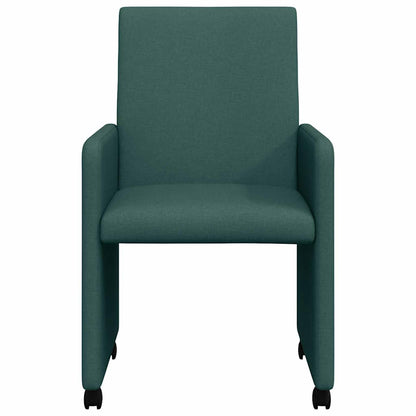 Dining Stoelen met Wielen 2 pcs Donkergroen 57 x 66 x 94 cm