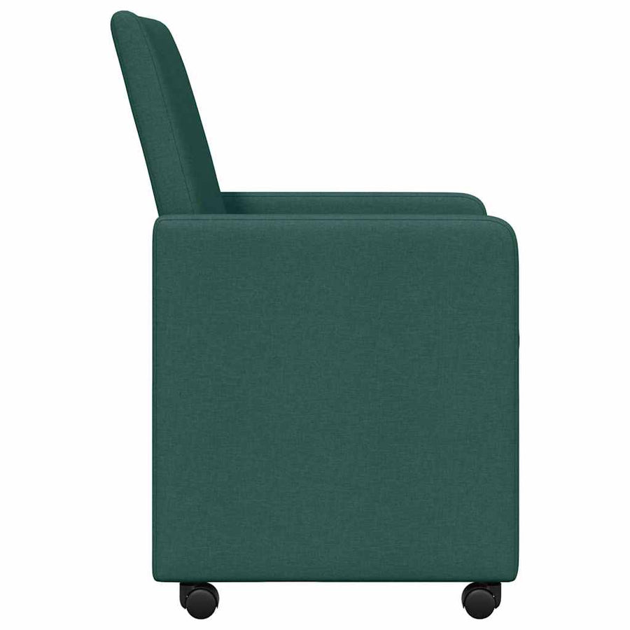 Dining Stoelen met Wielen 2 pcs Donkergroen 57 x 66 x 94 cm