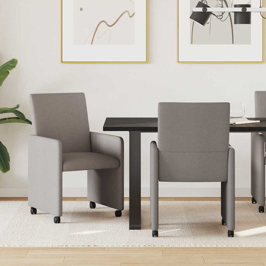 Eetstoelen met wielen 2 pcs Taupe 57 x 66 x 94 cm Stof