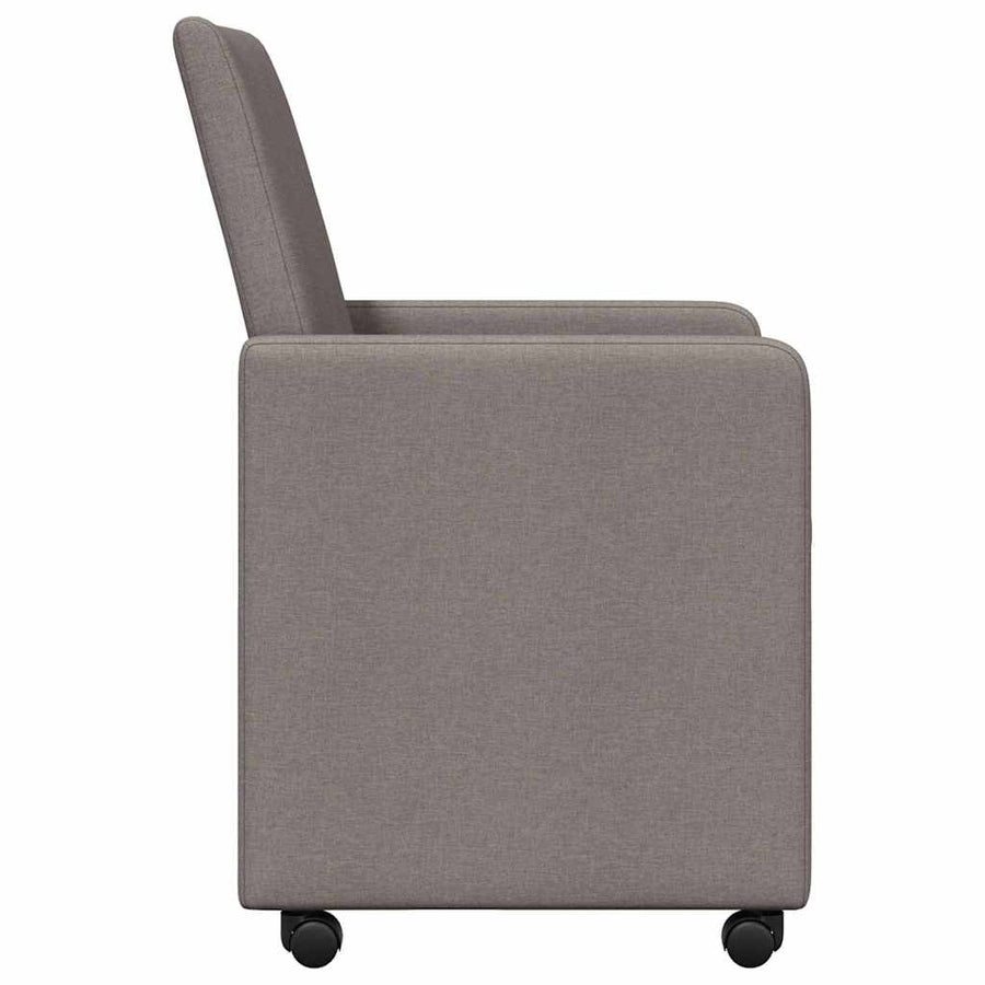 Eetstoelen met wielen 2 pcs Taupe 57 x 66 x 94 cm Stof