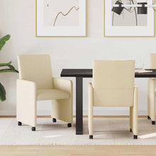 Eetstoelen met wielen 2 pcs Crème 57 x 66 x 94 cm Stof