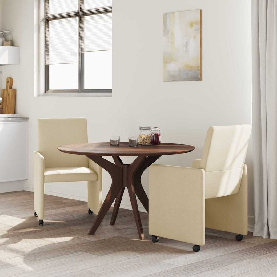 Eetstoelen met wielen 2 pcs Crème 57 x 66 x 94 cm Stof