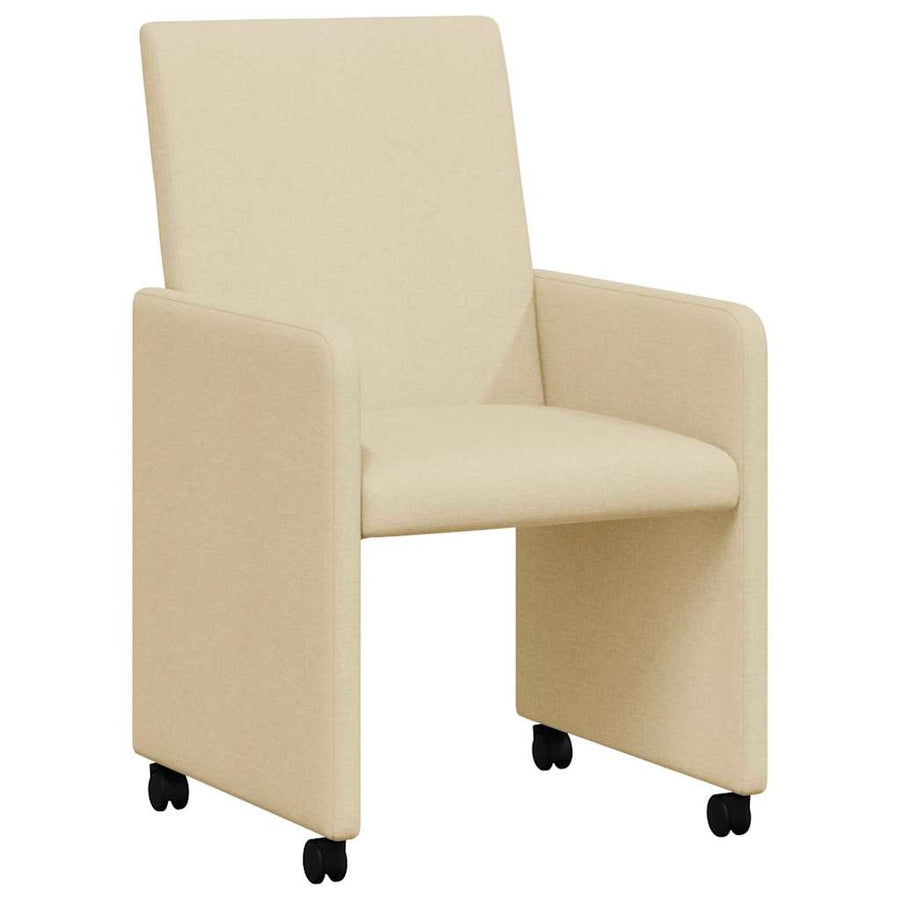 Eetstoelen met wielen 2 pcs Crème 57 x 66 x 94 cm Stof