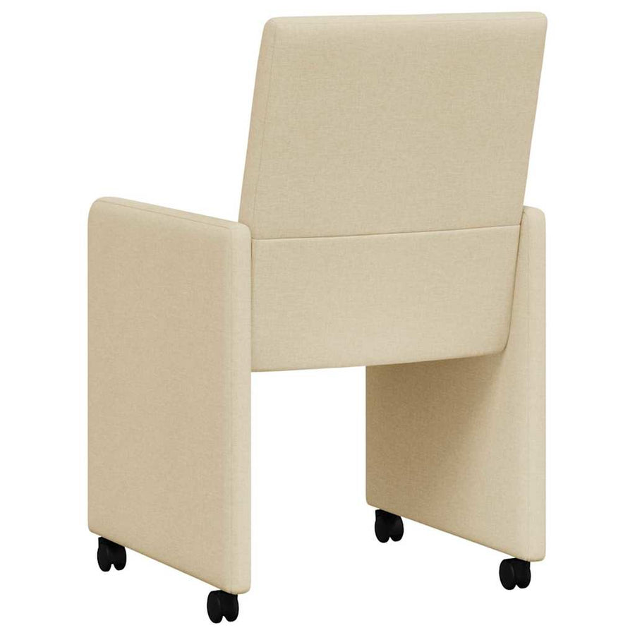Eetstoelen met wielen 2 pcs Crème 57 x 66 x 94 cm Stof