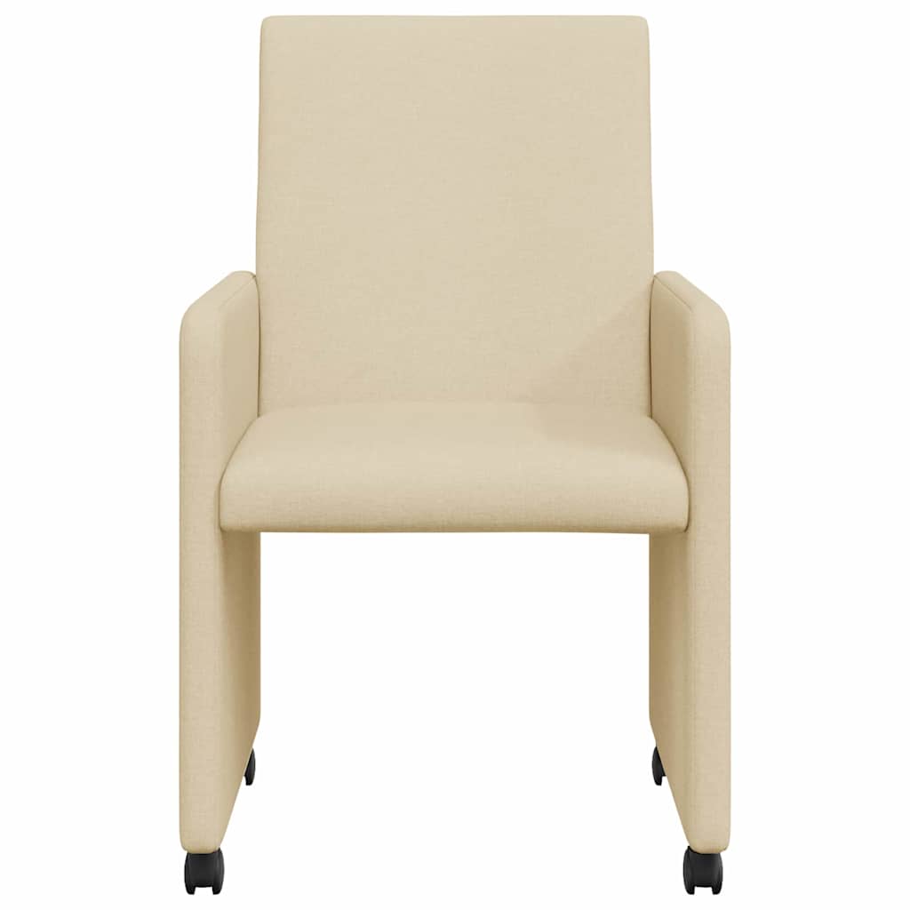 Eetstoelen met wielen 2 pcs Crème 57 x 66 x 94 cm Stof