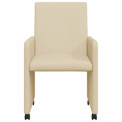 Eetstoelen met wielen 2 pcs Crème 57 x 66 x 94 cm Stof