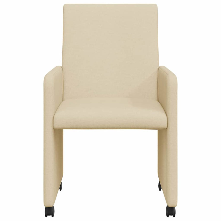 Eetstoelen met wielen 2 pcs Crème 57 x 66 x 94 cm Stof