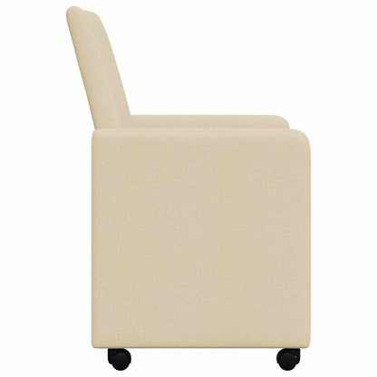 Eetstoelen met wielen 2 pcs Crème 57 x 66 x 94 cm Stof