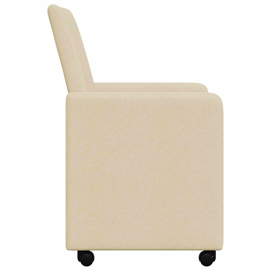 Eetstoelen met wielen 2 pcs Crème 57 x 66 x 94 cm Stof