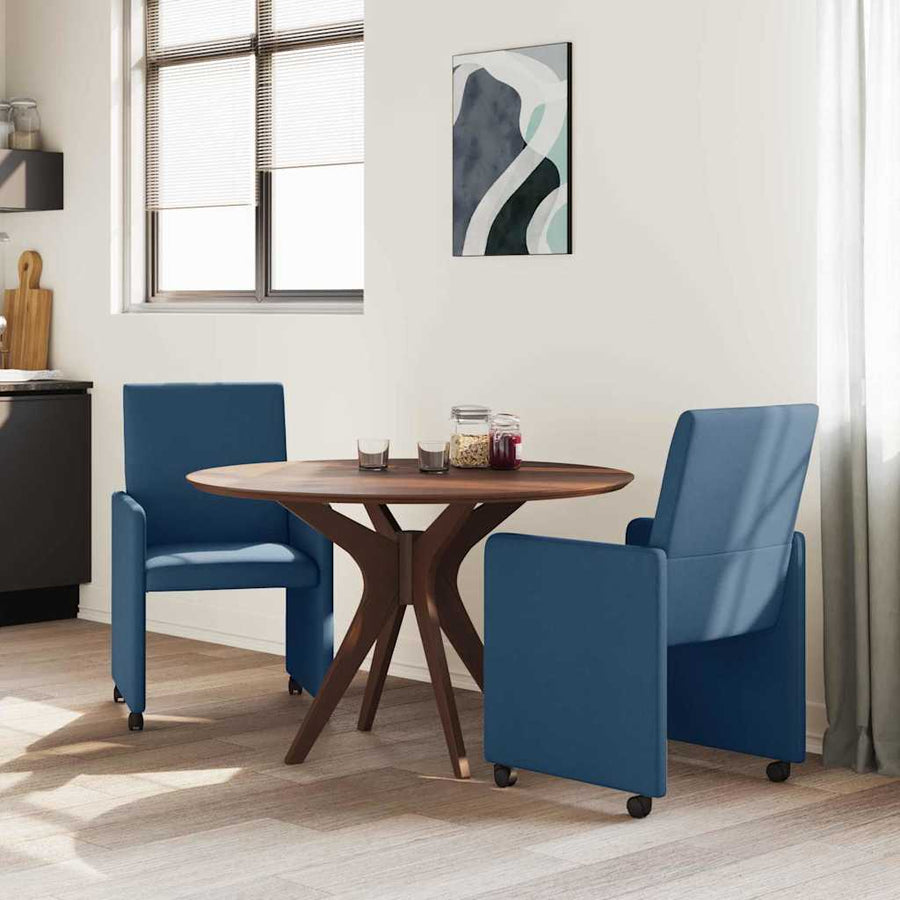 Dining Stoelen met Wielen 2 pcs Blauw 57 x 66 x 94 cm Stof