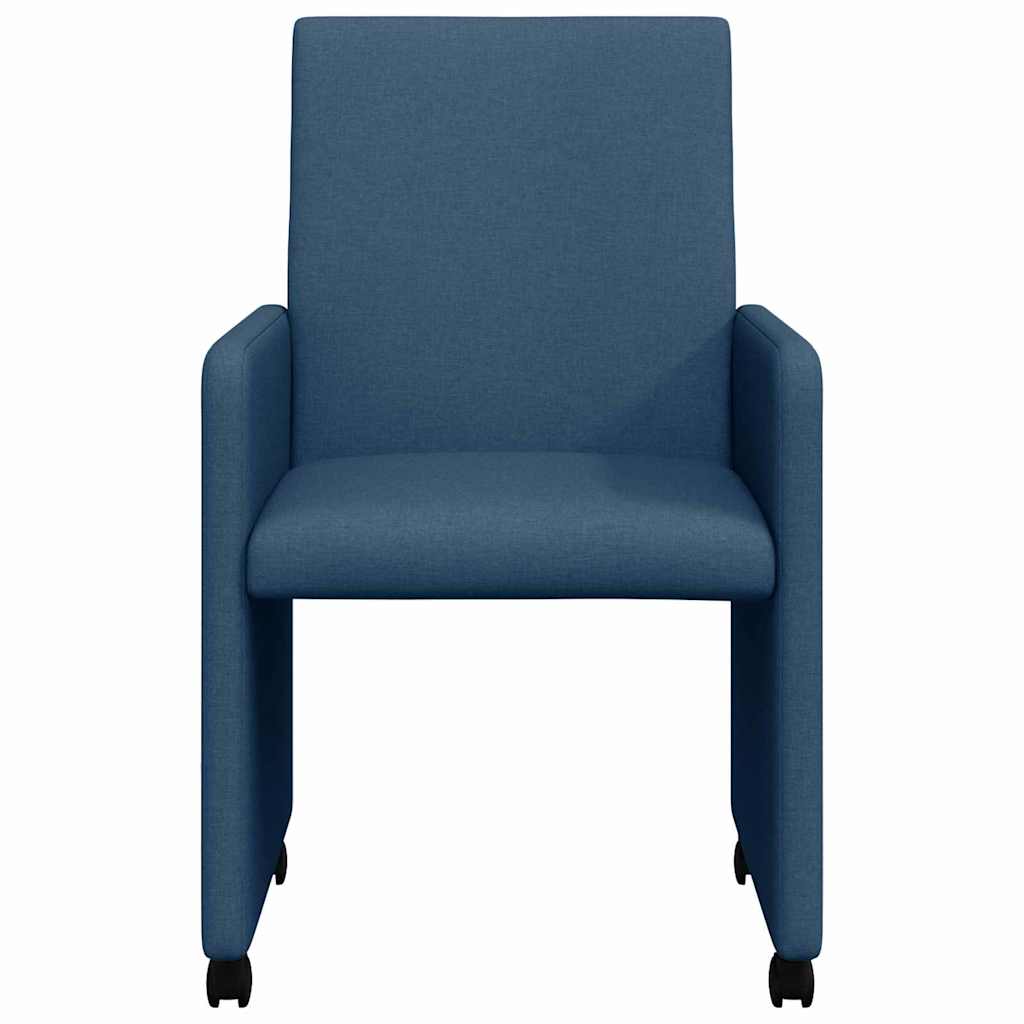 Dining Stoelen met Wielen 2 pcs Blauw 57 x 66 x 94 cm Stof