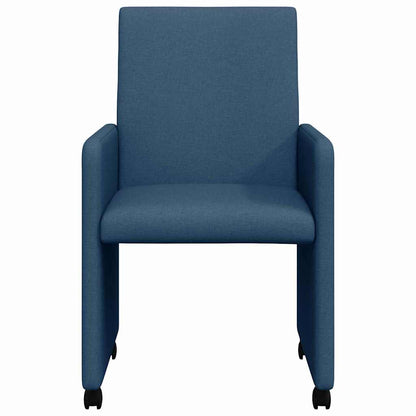 Dining Stoelen met Wielen 2 pcs Blauw 57 x 66 x 94 cm Stof