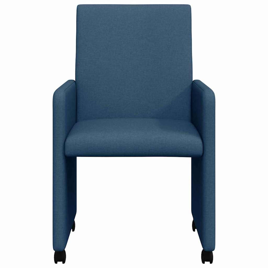 Dining Stoelen met Wielen 2 pcs Blauw 57 x 66 x 94 cm Stof