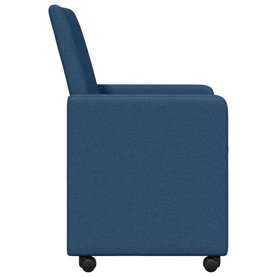 Dining Stoelen met Wielen 2 pcs Blauw 57 x 66 x 94 cm Stof