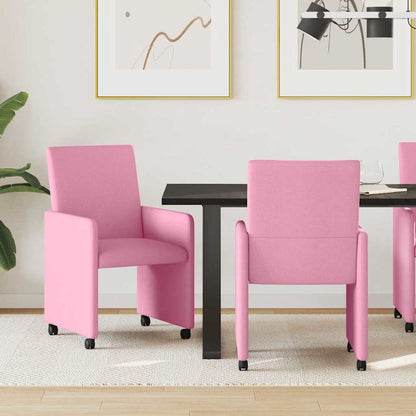Eetstoelen met wielen 2 pcs Roze 57 x 66 x 94 cm Stof