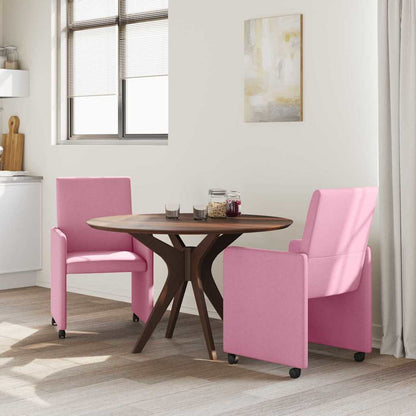 Eetstoelen met wielen 2 pcs Roze 57 x 66 x 94 cm Stof